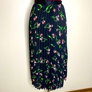 H&M Floral Midi Length Accordian Skirt